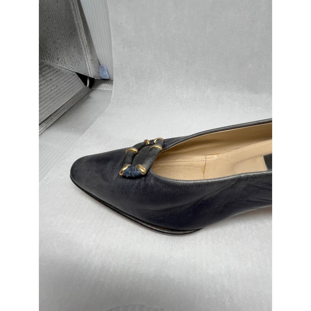 Vintage Bally Navy Blue Leather Pumps Made in Italy Size 6.5 - Picture 7 of 12